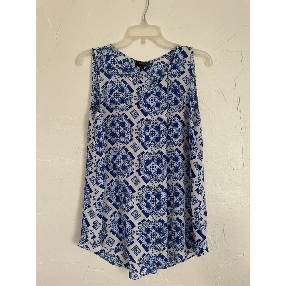 The Limited Women's Blue  Geometric Pattern Halter Tie Sleeveless Tank Top Sz S